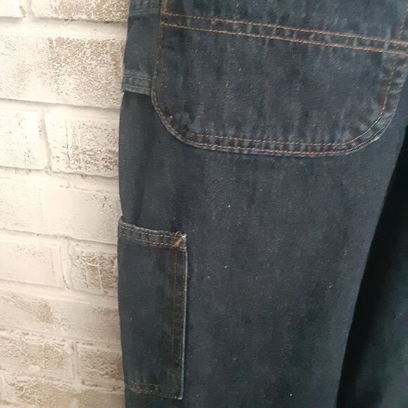 Carharrt Denim Bib Overalls Women sz12/32 Dark Wash - Picture 10 of 11